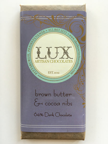 Lux Brown Butter & Cocoa Nibs Dark Chocolate Bar